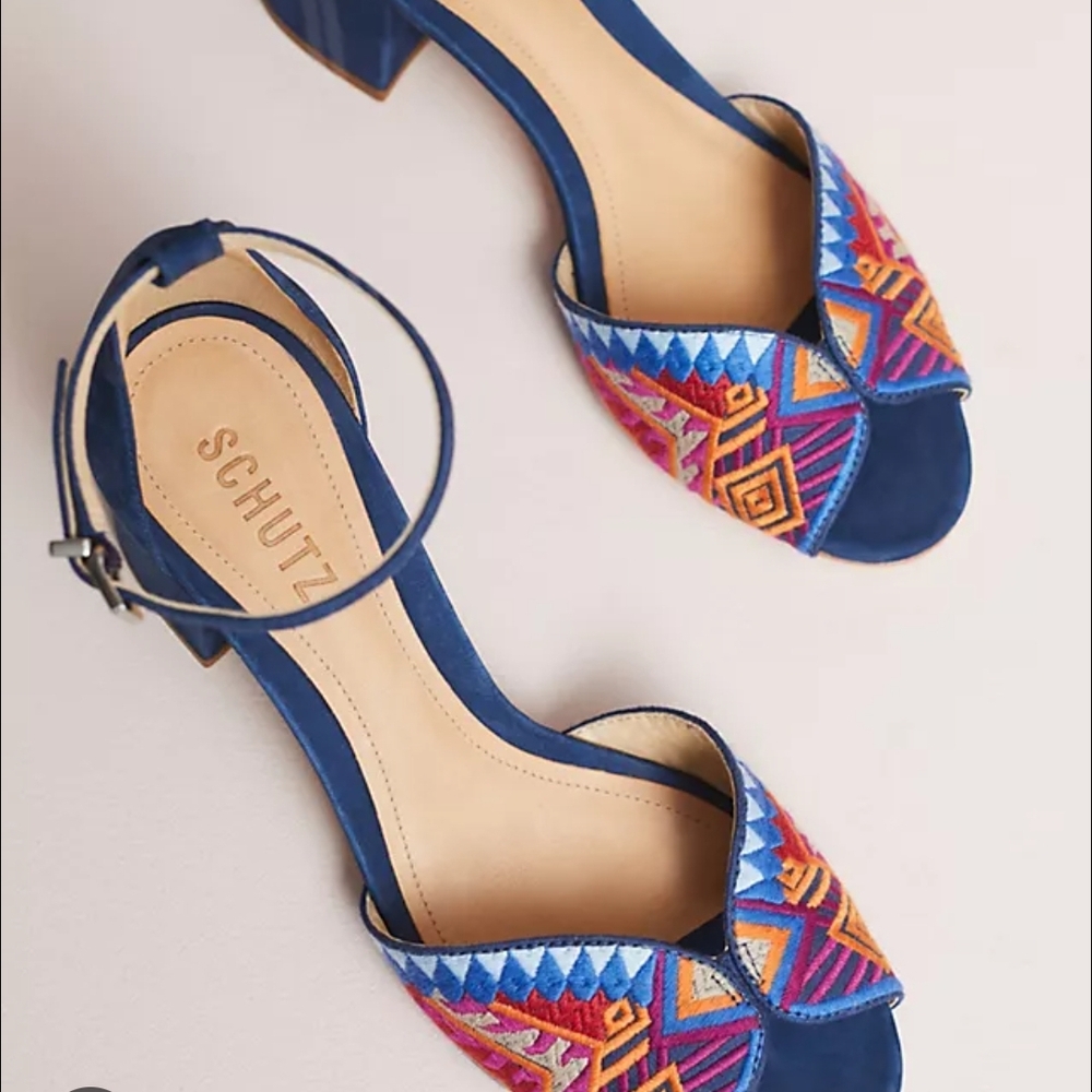 Nwob SCHUTZ Vibrant Blue and Multicolor Sandals